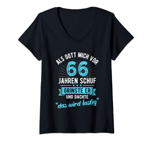 Damen 66. Geburtstag als Gott mich vor 66 Jahren schuf T-Shirt mit V-Ausschnitt Damen 66. Geburtstag als Gott mich vor 66 Jahren schuf T-Shirt mit V-Ausschnitt von Lustige Geschenke zum 66. Geburtstag Party Spruch