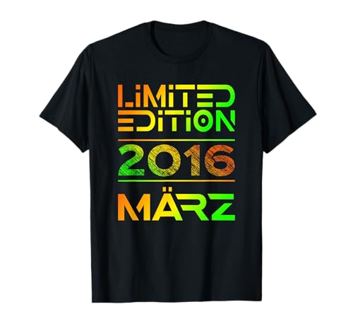 März 2016 Junge Mädchen 9. Geburtstag Limited Edition T-Shirt von Lustige Geschenke zum 9. Geburtstag 2016