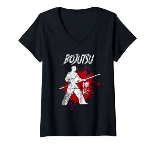 Damen Bojutsu Martial Arts Bo Jutsu Stab Training Outfit T-Shirt mit V-Ausschnitt Damen Bojutsu Martial Arts Bo Jutsu Stab Training Outfit T-Shirt mit V-Ausschnitt von Lustige Geschenkideen von JTY Design