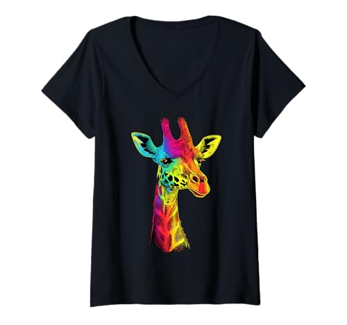 Damen Giraffe Afrika Liebe Safari Wildnis Wilde Süße Giraffen T-Shirt mit V-Ausschnitt Damen Giraffe Afrika Liebe Safari Wildnis Wilde Süße Giraffen T-Shirt mit V-Ausschnitt von Lustige Giraffe für alle Giraffen Liebhaber