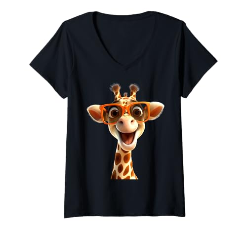 Damen Giraffe mit Sonnenbrille Afrika Safari Wildnis Süße Giraffen T-Shirt mit V-Ausschnitt Damen Giraffe mit Sonnenbrille Afrika Safari Wildnis Süße Giraffen T-Shirt mit V-Ausschnitt von Lustige Giraffe für alle Giraffen Liebhaber