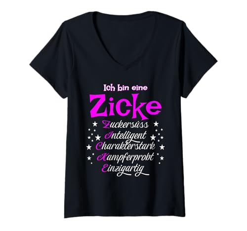 Damen Ich Bin EIN Zicke Girl Zicken lustiges Geschenk T-Shirt mit V-Ausschnitt Damen Ich Bin EIN Zicke Girl Zicken lustiges Geschenk T-Shirt mit V-Ausschnitt von Lustige Girl Zicken Geschenk Spruch