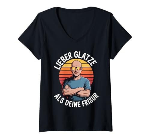 Damen Lieber Glatze Als Deine Frisur Witz T-Shirt mit V-Ausschnitt Damen Lieber Glatze Als Deine Frisur Witz T-Shirt mit V-Ausschnitt von Lustige Glatze Sprüche Männer Humor