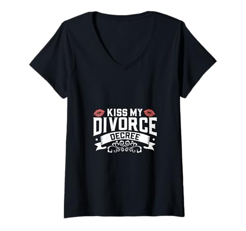 Damen Kiss My Divorce Decree - Scheidung T-Shirt mit V-Ausschnitt Damen Kiss My Divorce Decree - Scheidung T-Shirt mit V-Ausschnitt von Lustige Glückliche Scheidung Designs