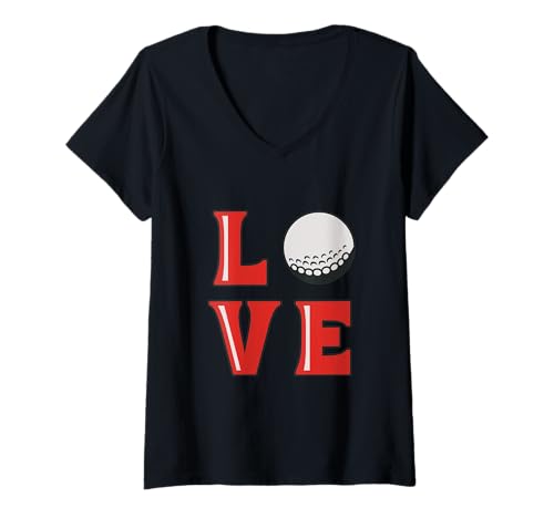 Damen Golf Spruch mit Liebe Motiv und Golfer Golfball Design T-Shirt mit V-Ausschnitt Damen Golf Spruch mit Liebe Motiv und Golfer Golfball Design T-Shirt mit V-Ausschnitt von Lustige Golf Geschenkidee für Golfspieler