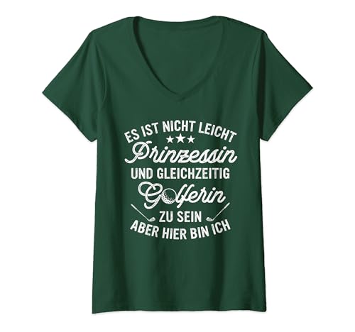 Damen Golferin Prinzessin Golfspielerin Golfsport Lustiges Golf T-Shirt mit V-Ausschnitt Damen Golferin Prinzessin Golfspielerin Golfsport Lustiges Golf T-Shirt mit V-Ausschnitt von Lustige Golf Shirts