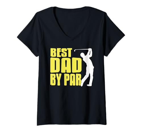 Damen Bester Papa beim Golf Witziger Par Spruch T-Shirt mit V-Ausschnitt von Lustige Golfzeit für Väter mit Schwung