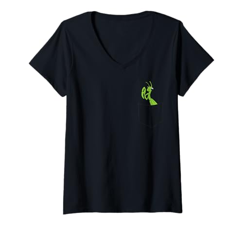 Damen Gottesanbeterin in der Taschen Insekt Heuschrecke T-Shirt mit V-Ausschnitt Damen Gottesanbeterin in der Taschen Insekt Heuschrecke T-Shirt mit V-Ausschnitt von Lustige Gottesanbeterin Insekten Geschenke