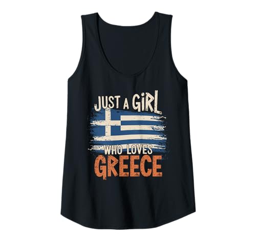 Damen Just a girl who loves Greece griechische Flagge Griechenland Tank Top Damen Just a girl who loves Greece griechische Flagge Griechenland Tank Top von Lustige Griechenland Geschenke Frauen