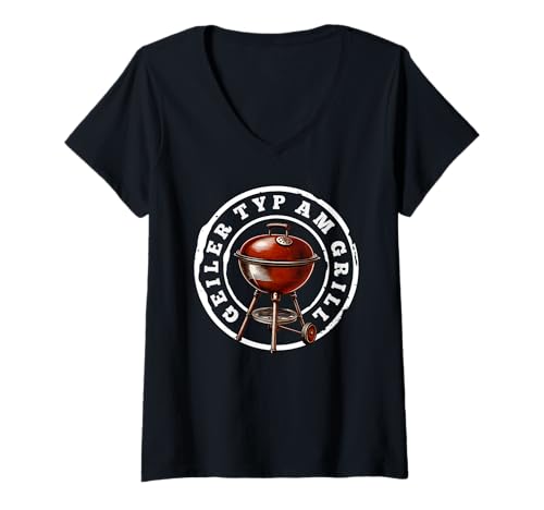 Damen Lustiger BBQ Grill Spruch Geiler Typ Am Grill Männer T-Shirt mit V-Ausschnitt Damen Lustiger BBQ Grill Spruch Geiler Typ Am Grill Männer T-Shirt mit V-Ausschnitt von Lustige Grill Sprüche BBQ Männer Grill Humor