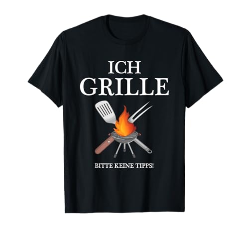 Lustige Grillen BBQ Geschenke für Männer am Grill - ICH GRILLE Bitte keine Tipps - BBQ Grillmeister Griller T-Shirt Schwarz Klein EU 38-40 von Lustige Grillen BBQ Geschenke für Männer am Grill