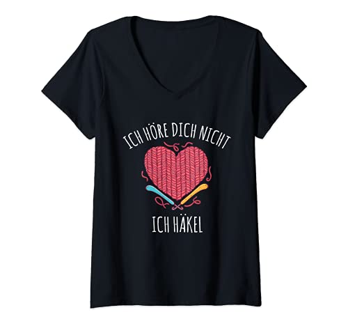 Damen Häkeln Ich Höre Dich Nicht Ich Häkel Stricken Nähen Spruch T-Shirt mit V-Ausschnitt Damen Häkeln Ich Höre Dich Nicht Ich Häkel Stricken Nähen Spruch T-Shirt mit V-Ausschnitt von Lustige Häkel Kleidung Zum Häkeln