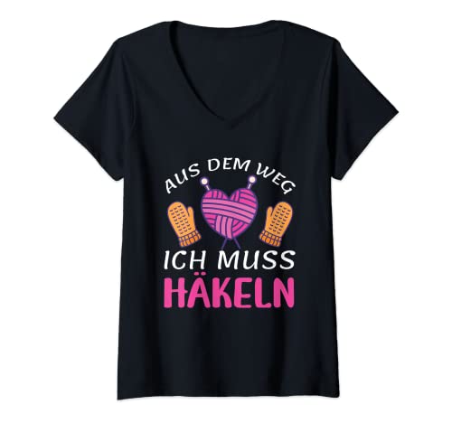 Damen Aus Dem Weg Ich Muss Häkeln T-Shirt mit V-Ausschnitt Damen Aus Dem Weg Ich Muss Häkeln T-Shirt mit V-Ausschnitt von Lustige Häkeln Geschenke