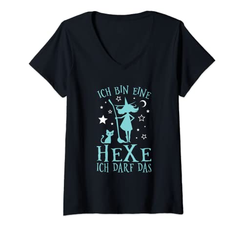 Damen Ich Bin Eine Hexe Ich Darf Das Hexerei Hexen Spruch T-Shirt mit V-Ausschnitt Damen Ich Bin Eine Hexe Ich Darf Das Hexerei Hexen Spruch T-Shirt mit V-Ausschnitt von Lustige Halloween Hexen Spruch Geschenke