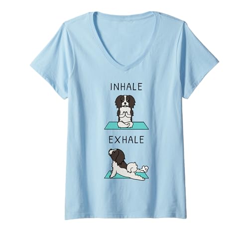 Damen Yoga Inhale Exhale Havaneser Hund T-Shirt mit V-Ausschnitt Damen Yoga Inhale Exhale Havaneser Hund T-Shirt mit V-Ausschnitt von Lustige Havanese Geschenke