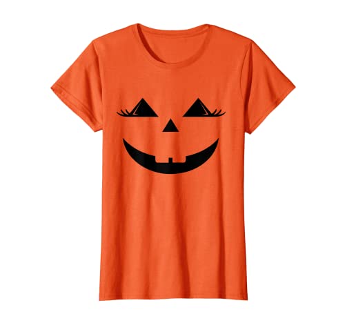 Kürbis Wimpern Halloween Kostüm Fasching Karneval Frauen T-Shirt Kürbis Wimpern Halloween Kostüm Fasching Karneval Frauen T-Shirt von Lustige Herren & Damen Halloweeen Kostüme Co.