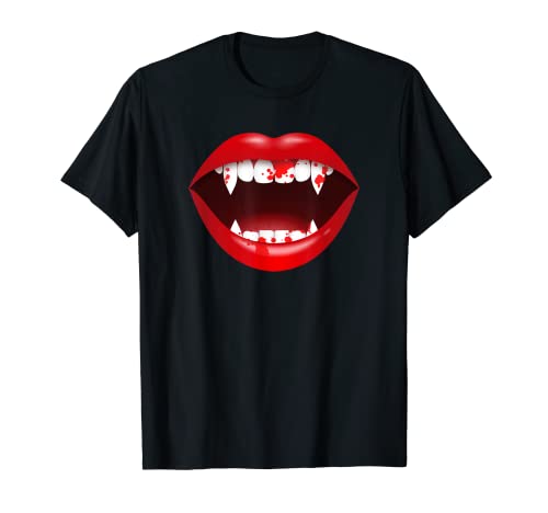 Vampir Mund Kostüm Halloween Fasching Damen Herren Kostüme T-Shirt von Lustige Herren & Damen Halloweeen Kostüme Co.