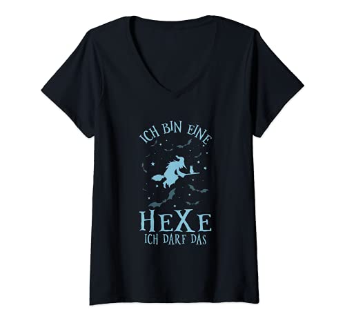 Damen Ich Bin Eine Hexe Ich Darf Das Lustiges Hexen Spruch T-Shirt mit V-Ausschnitt Damen Ich Bin Eine Hexe Ich Darf Das Lustiges Hexen Spruch T-Shirt mit V-Ausschnitt von Lustige Hexen Halloween Spruch Geschenke