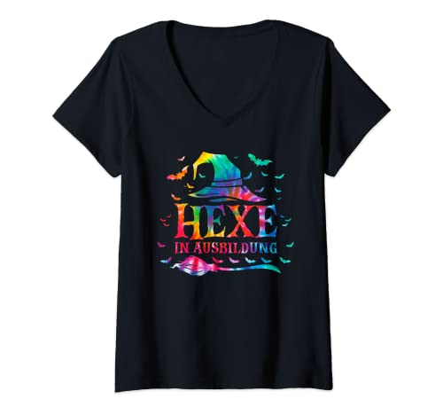 Damen Tie Dye Hexe in Ausbildung Hexenkostüm Frauen Halloween Hexe T-Shirt mit V-Ausschnitt Damen Tie Dye Hexe in Ausbildung Hexenkostüm Frauen Halloween Hexe T-Shirt mit V-Ausschnitt von Lustige Hexen & Hexerei Spruch Geschenke