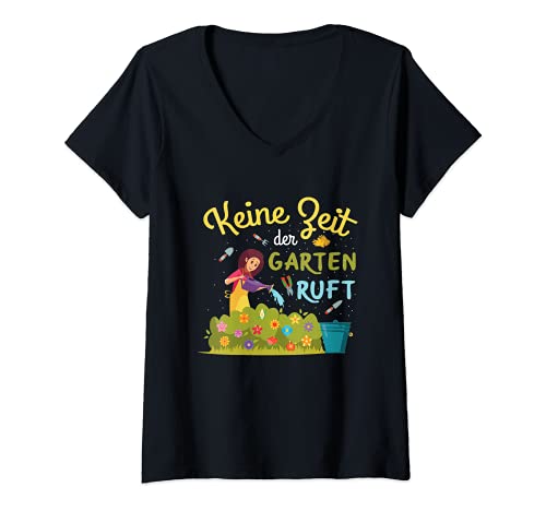 Damen Keine Zeit Der Garten Ruft Gärtner Gartenliebhaber Spruch T-Shirt mit V-Ausschnitt Damen Keine Zeit Der Garten Ruft Gärtner Gartenliebhaber Spruch T-Shirt mit V-Ausschnitt von Lustige Hobbygärtner Geschenke Für Gartenliebhaber