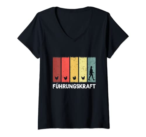 Damen Führungskraft Landwirt Hühner Bauer Huhn Bauernhof Spruch T-Shirt mit V-Ausschnitt Damen Führungskraft Landwirt Hühner Bauer Huhn Bauernhof Spruch T-Shirt mit V-Ausschnitt von Lustige Hühner Führungskraft Landwirt Geschenke