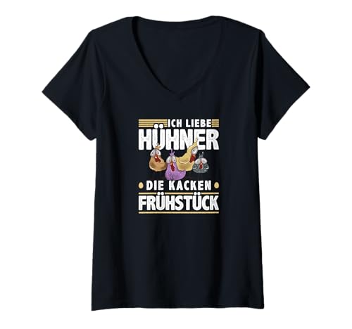 Damen Ich Liebe Hühner Landwirt Hühner T-Shirt mit V-Ausschnitt Damen Ich Liebe Hühner Landwirt Hühner T-Shirt mit V-Ausschnitt von Lustige Hühner Sprüche für Landwirte
