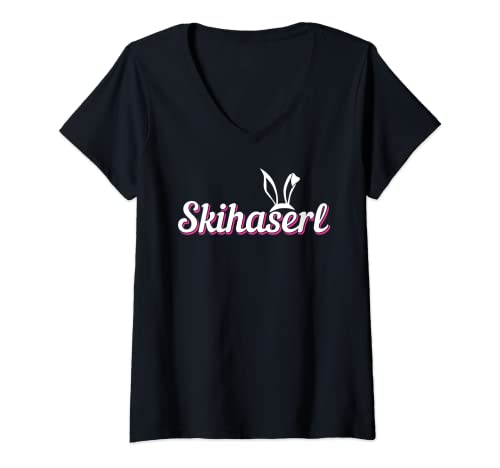 Damen Skihaserl Apres Ski Wintersport Hüttengaudi Geschenk T-Shirt mit V-Ausschnitt Damen Skihaserl Apres Ski Wintersport Hüttengaudi Geschenk T-Shirt mit V-Ausschnitt von Lustige Hüttengaudi Skihasen Geschenkidee