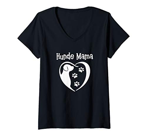 Damen Hunde Mama Pfotenabdruck Hundepfote Frauchen Geschenkidee T-Shirt mit V-Ausschnitt Damen Hunde Mama Pfotenabdruck Hundepfote Frauchen Geschenkidee T-Shirt mit V-Ausschnitt von Lustige Hunde Besitzer Geschenke & Bekleidung