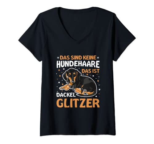Damen Das Sind Keine Hundehaare Das Ist Dackel Glitzer Hunde T-Shirt mit V-Ausschnitt Damen Das Sind Keine Hundehaare Das Ist Dackel Glitzer Hunde T-Shirt mit V-Ausschnitt von Lustige Hunde Geschenke Für Hundeliebhaber