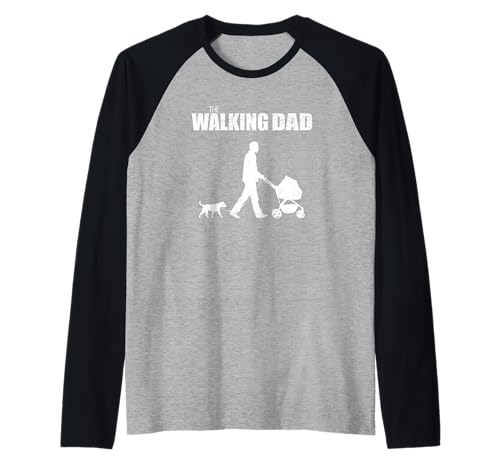Herren The Walking Dad Hunde Gassi Kind Baby Vatertag Raglan von Lustige Hunde Papa Ideen