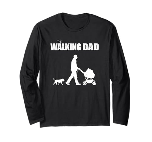 The Walking Dad Hunde Gassi Kind Baby Vatertag Langarmshirt von Lustige Hunde Papa Ideen