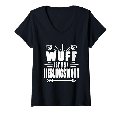 Damen Hund Dog Hundeliebhaber Hunde Mama Gassi gehen Hunde T-Shirt mit V-Ausschnitt von Lustige Hunde Sprüche Geschenk für Hundebesitzer