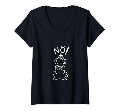 Damen Süsser Hund mit Nö ! Lustiger Spruch für Frauchen Herrchen T-Shirt mit V-Ausschnitt Damen Süsser Hund mit Nö ! Lustiger Spruch für Frauchen Herrchen T-Shirt mit V-Ausschnitt von Lustige Hunde Sprüche Weihnachten & Geschenkidee