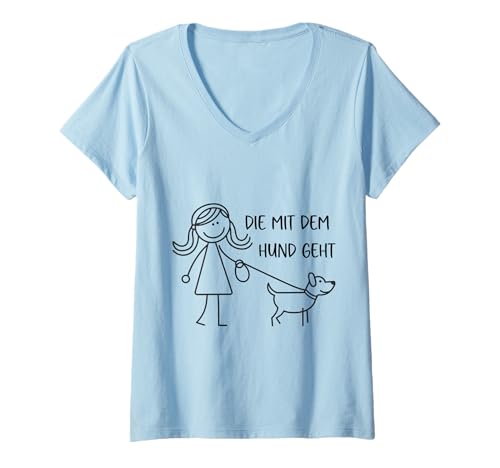 Damen Die mit dem Hund geht - lustige Hunde Sprüche Frauchen T-Shirt mit V-Ausschnitt Damen Die mit dem Hund geht - lustige Hunde Sprüche Frauchen T-Shirt mit V-Ausschnitt von Lustige Hunde Sprüche für Frauchen & Hundefreunde