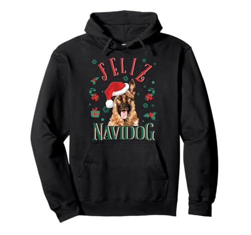 Feliz Navidog Deutscher Schäferhund Weihnachten Herren Damen Pullover Hoodie Feliz Navidog Deutscher Schäferhund Weihnachten Herren Damen Pullover Hoodie von Lustige Hunde Weihnachtsoutfits