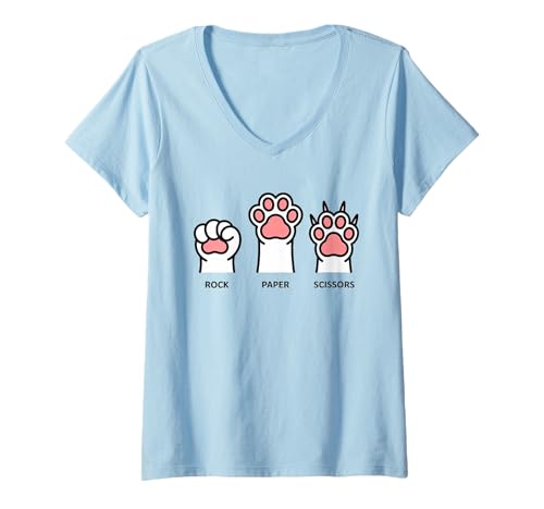 Damen Hundebockpapierschere Pfote lustig T-Shirt mit V-Ausschnitt Damen Hundebockpapierschere Pfote lustig T-Shirt mit V-Ausschnitt von Lustige Hundefelspapierschere - Hundeliebhaber