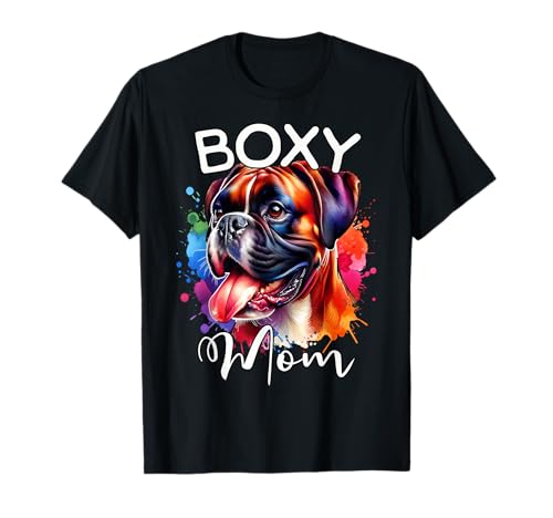 Boxer Mom Boxer Hund Mama Boxy Mom Boxer T-Shirt Boxer Mom Boxer Hund Mama Boxy Mom Boxer T-Shirt von Lustige Hundemama Boxer Damen