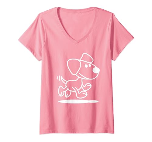 Damen Rosa Pink Lustiges Hundemotiv T-Shirt mit V-Ausschnitt Damen Rosa Pink Lustiges Hundemotiv T-Shirt mit V-Ausschnitt von Lustige Hundemotive für Frauen von Merry