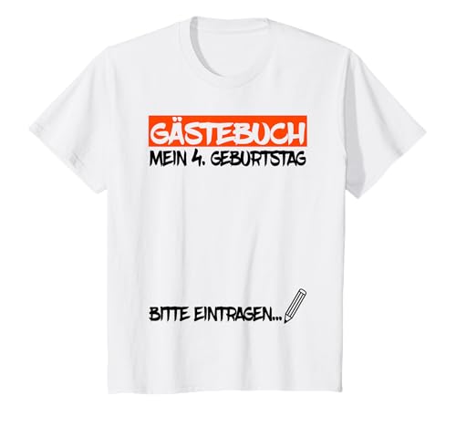Kinder 4 Jahre Geburtstag Gästebuch Unterschreiben Kindergeburtstag T-Shirt Kinder 4 Jahre Geburtstag Gästebuch Unterschreiben Kindergeburtstag T-Shirt von Lustige Idee zum 4. Geburtstag Kinder Gästeliste