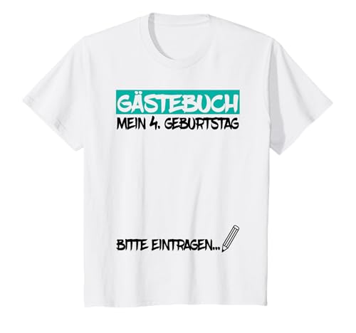 Kinder 4 Jahre Geburtstag Gästebuch Unterschreiben Kindergeburtstag T-Shirt Kinder 4 Jahre Geburtstag Gästebuch Unterschreiben Kindergeburtstag T-Shirt von Lustige Idee zum 4. Geburtstag Kinder Gästeliste