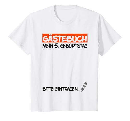 Kinder 5 Jahre Geburtstag Gästebuch Unterschreiben Kindergeburtstag T-Shirt Kinder 5 Jahre Geburtstag Gästebuch Unterschreiben Kindergeburtstag T-Shirt von Lustige Idee zum 5. Geburtstag Kinder Gästeliste