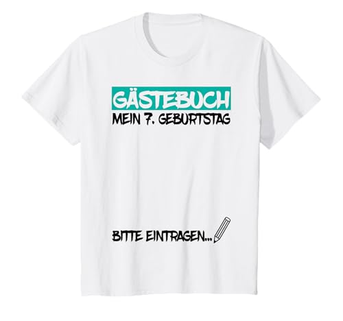 Kinder 7 Jahre Geburtstag Gästebuch Unterschreiben Kindergeburtstag T-Shirt Kinder 7 Jahre Geburtstag Gästebuch Unterschreiben Kindergeburtstag T-Shirt von Lustige Idee zum 7. Geburtstag Kinder Gästeliste