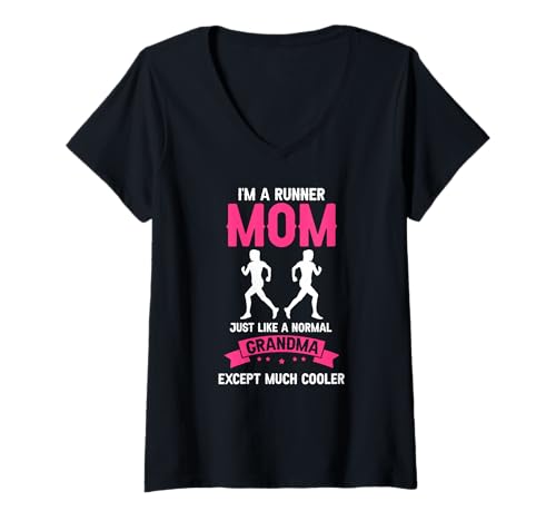 Damen Laufende Mama viel Cooler als Jede Oma T-Shirt mit V-Ausschnitt Damen Laufende Mama viel Cooler als Jede Oma T-Shirt mit V-Ausschnitt von Lustige Ideen für sportliche Mütter
