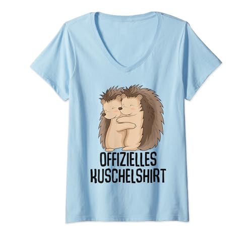 Offizielles Kuschelshirt Igel Kinder Mädchen Damen T-Shirt mit V-Ausschnitt von Lustige Igel Liebhaber Geschenk