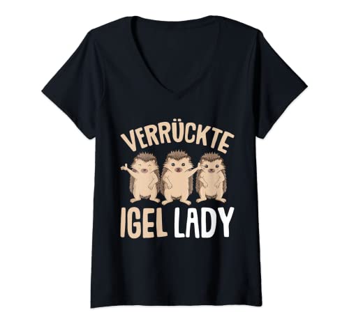 Damen Verrückte Igel Lady Igel Damen T-Shirt mit V-Ausschnitt Damen Verrückte Igel Lady Igel Damen T-Shirt mit V-Ausschnitt von Lustige Igel Liebhaber Geschenk