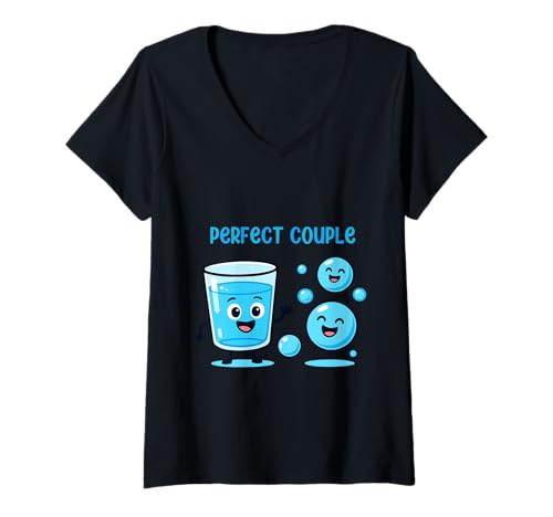 Damen Perfect Couple Lustige Cartoon Blasen T-Shirt mit V-Ausschnitt Damen Perfect Couple Lustige Cartoon Blasen T-Shirt mit V-Ausschnitt von Lustige Illustrationen Humorvolle Paare