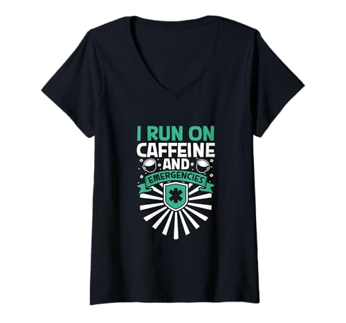 Damen Kaffee & Notfall - Lustiges Pflegekraft T-Shirt mit V-Ausschnitt Damen Kaffee & Notfall - Lustiges Pflegekraft T-Shirt mit V-Ausschnitt von Lustige Intensivpflege Sprüche Designs