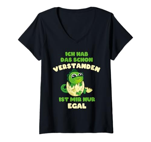 Damen Ich hab das Schon verstanden ist Mir nur egal Baby Dino T-Shirt mit V-Ausschnitt Damen Ich hab das Schon verstanden ist Mir nur egal Baby Dino T-Shirt mit V-Ausschnitt von Lustige Ironie Sarkasmus Sprüche Ist mir nur egal
