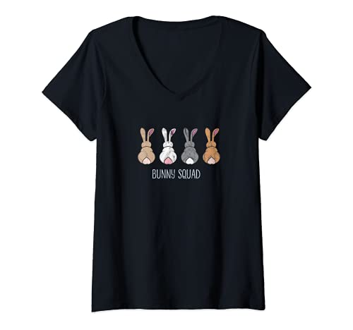 Damen Bunny Squad Lustige Kaninchen Hasen Team T-Shirt mit V-Ausschnitt Damen Bunny Squad Lustige Kaninchen Hasen Team T-Shirt mit V-Ausschnitt von Lustige Ironische Hasen Sprüche