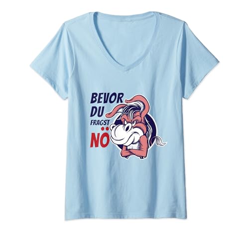 Damen Statement Sturer Esel Bevor Du fragst Nein Kein Bock No Lust T-Shirt mit V-Ausschnitt Damen Statement Sturer Esel Bevor Du fragst Nein Kein Bock No Lust T-Shirt mit V-Ausschnitt von Lustige Ironische Witzige Sprüche Nö Nein Tiere
